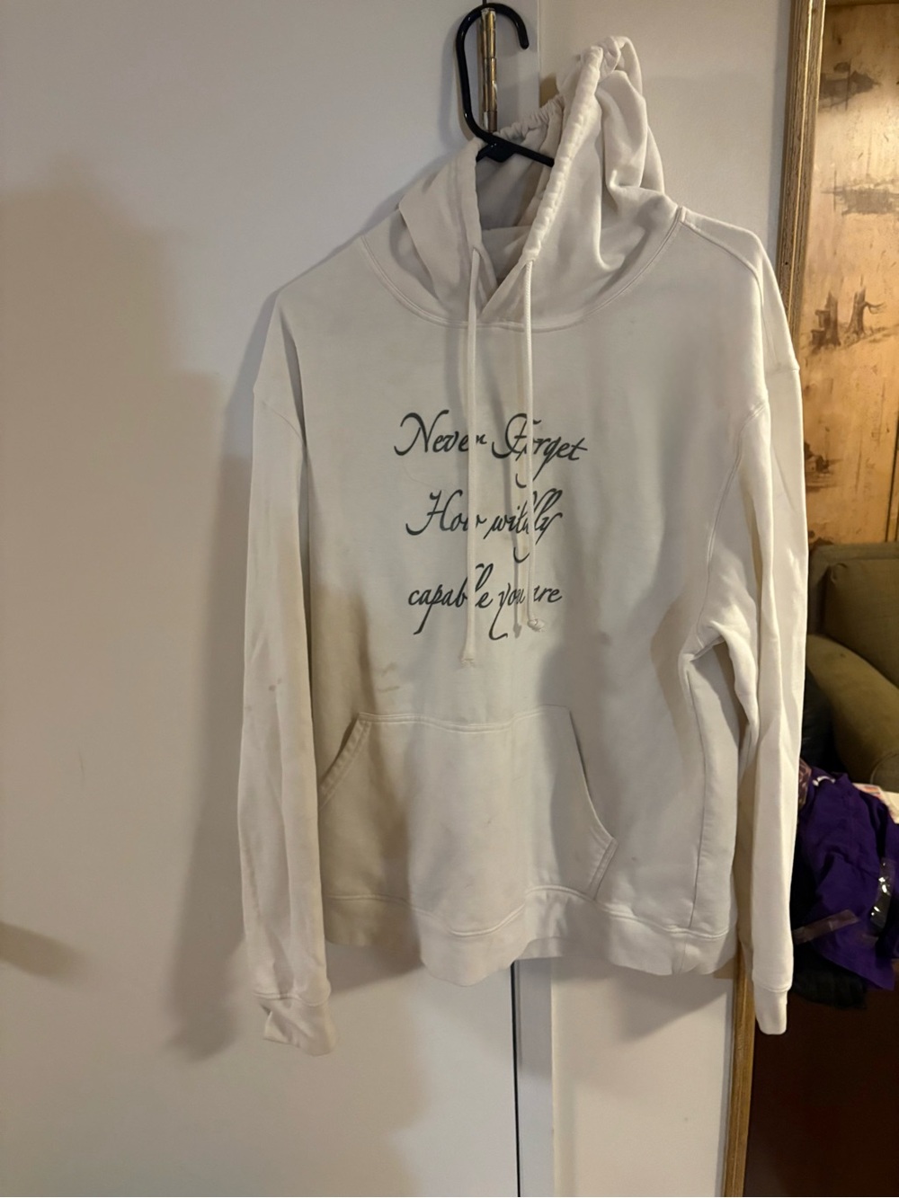 White Scripted Quote Crewneck Hoodie - Unbranded